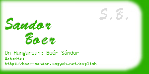 sandor boer business card